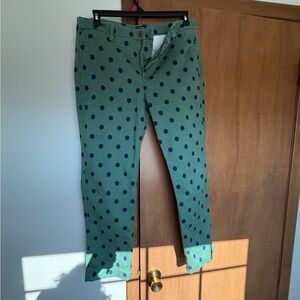J. Crew Factory Girlfriend Pants Green Polka Dot Pants
